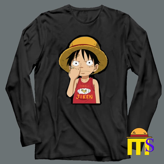 Kaos Distro Baju Anime ONEPIECE One Piece Luffy Ngupil Pria Wanita Distro Lengan Panjang
