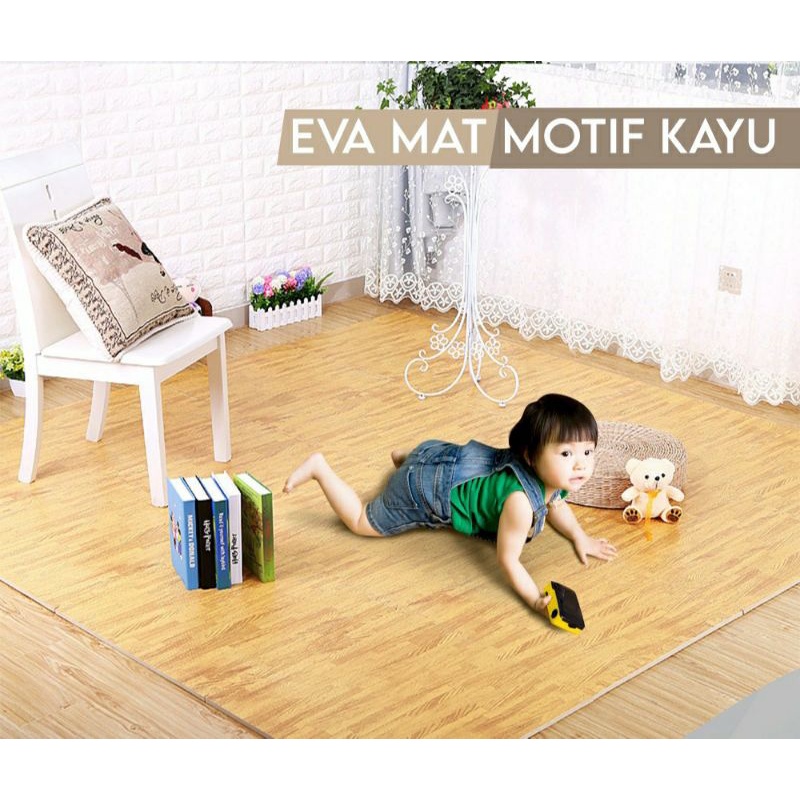 Evamat PUZZLE ALAS LANTAI EVA MAT WOOD BAMBU KARPET PUZZLE UK 30 X 30CM