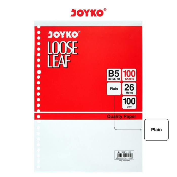

Loose Leaf B5 Joyko Plain 100 Lembar