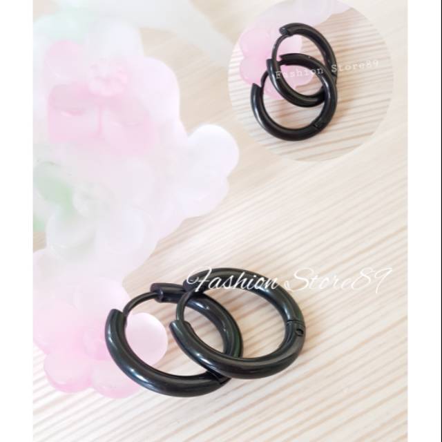 READY New Anting Titanium Black model bulat simple elegant Dan Antikarat