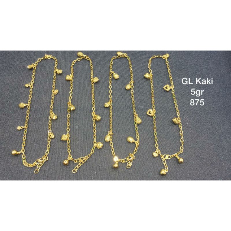 Gelang kaki emas asli kadar 875 fancy