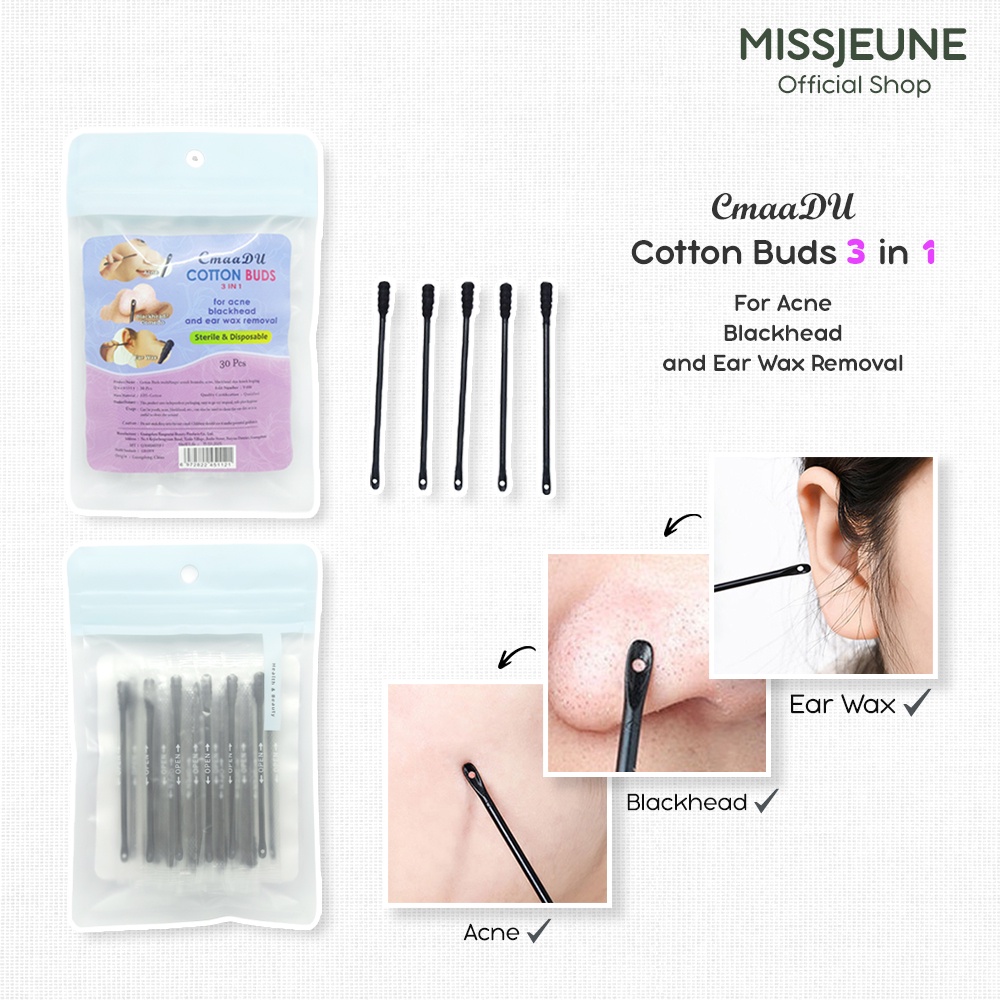 Blackhead Acne Cotton Buds CMAADU 3 in 1 Multifungsi untuk Komedo Jerawat Blackhead Acne dan Korek Kuping