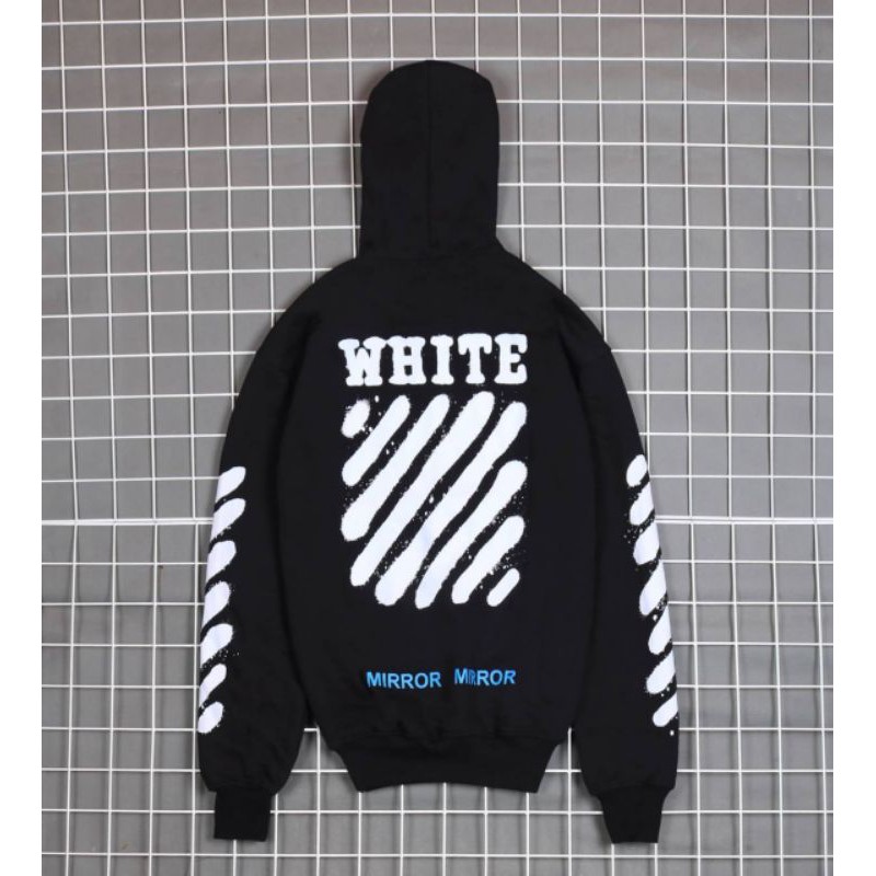 JAKET SWEATER HOODIE OF WHITE DIAGONAL SPRAY MIROR UNISEX PREMIUM QUALITY