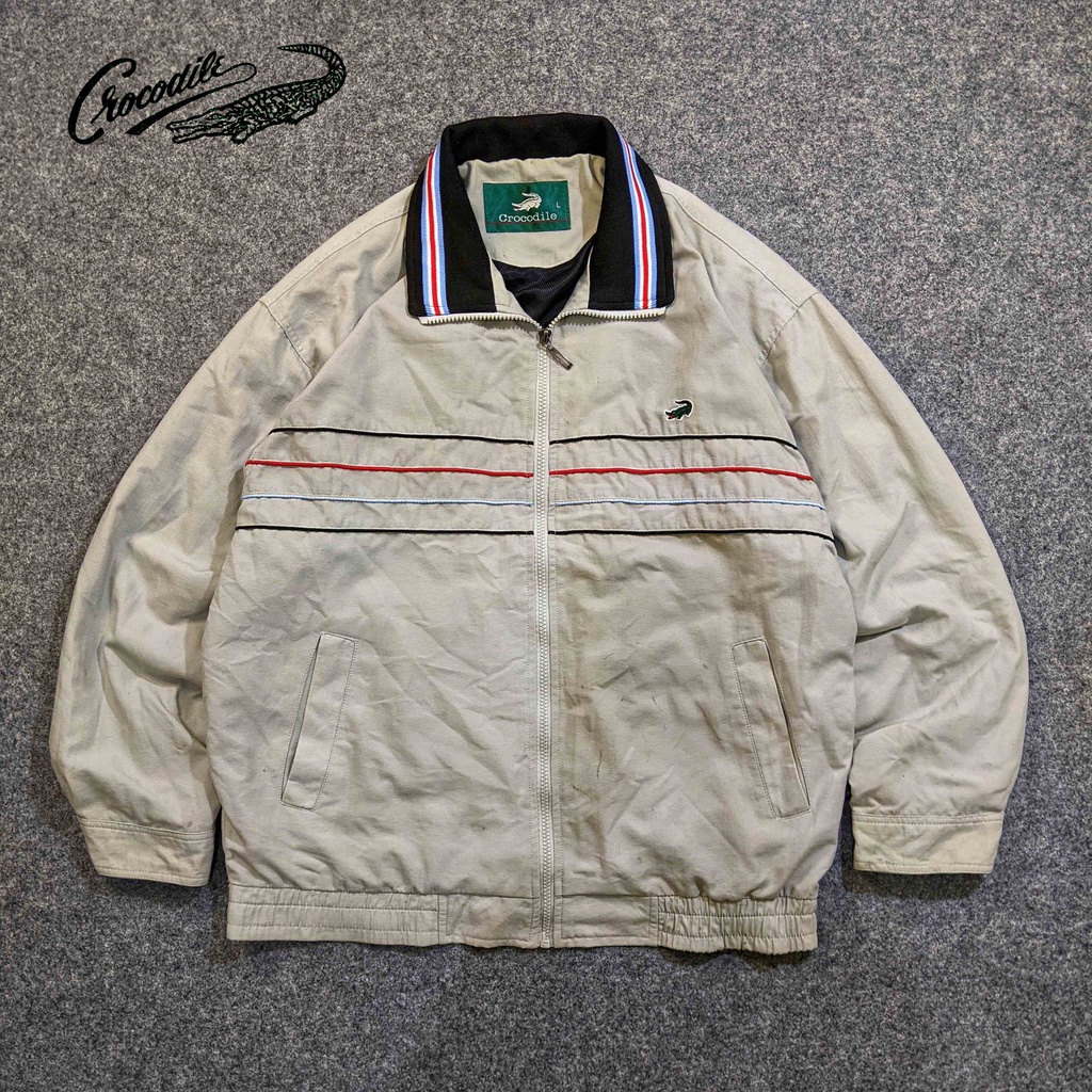 Crocodile Vintage VTG - Jaket Casual Pria Cowok Kasual Laki Laki Harington Second Bekas Original - J