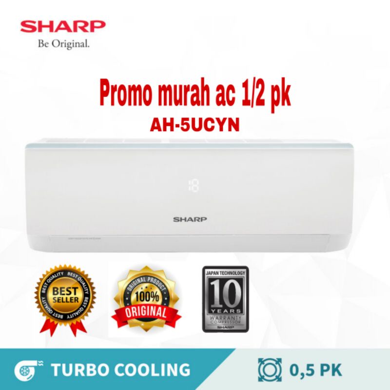 +PASANG paket AC sharp ah-5ucyn-5ucyn 1/2 pk 0,5 pk low watt 340w