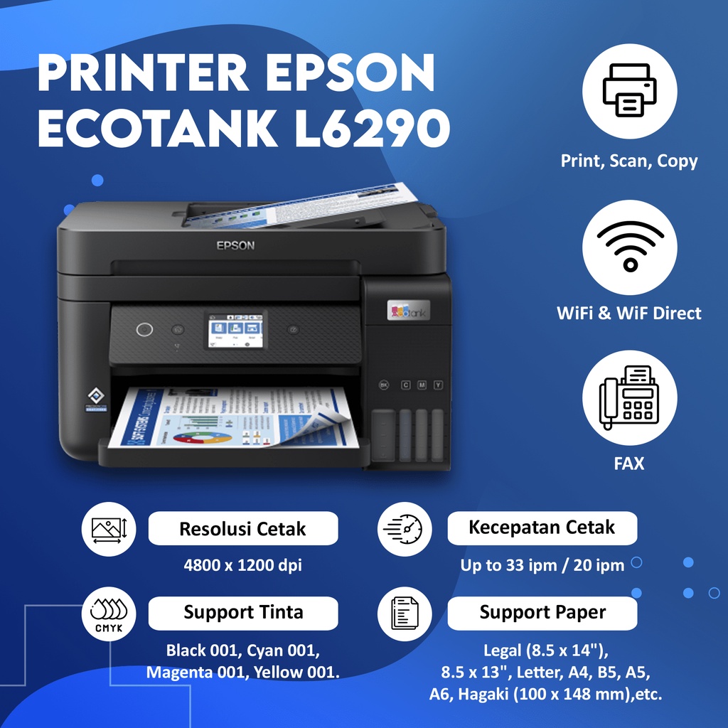 InkTank L6290 WiFi Duplex Fax Wireless Print Scan Copy Printer Epsn