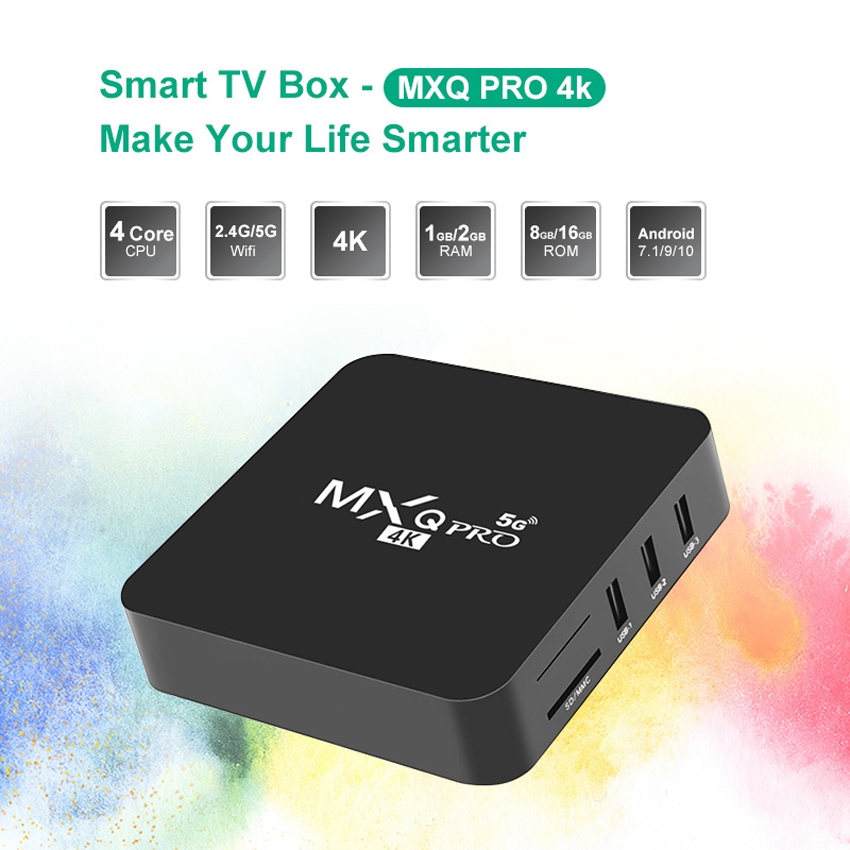 Android TV BOX MXQ Pro Indihome Digital Online TV Ram 2+16GB/4GB+32GB /1+8G TV BOX Android MXQ Pro 4K Internet Smart TV MX-Q Pointer Keyboard 4K Permanent Free TV Channels