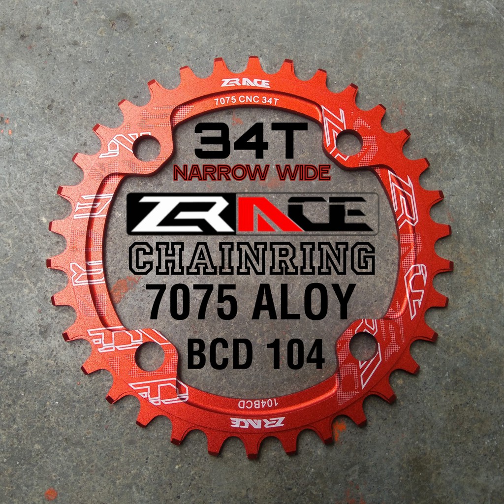Chainring ZRACE Aloy RED 34T BCD104