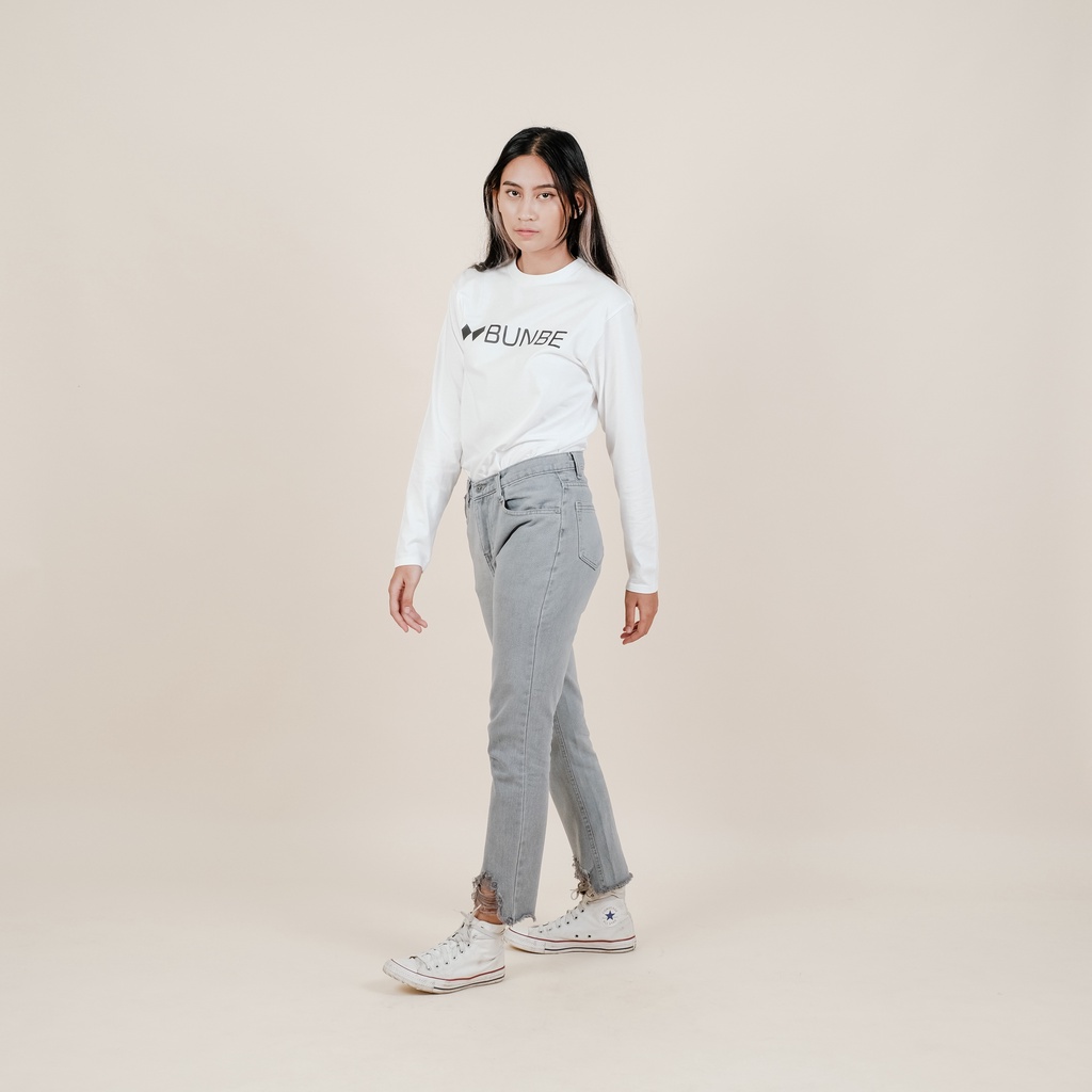 Bunbe - Highwaist Boyfriend Jeans Underhole Jenifer Lawrance | Light Gray