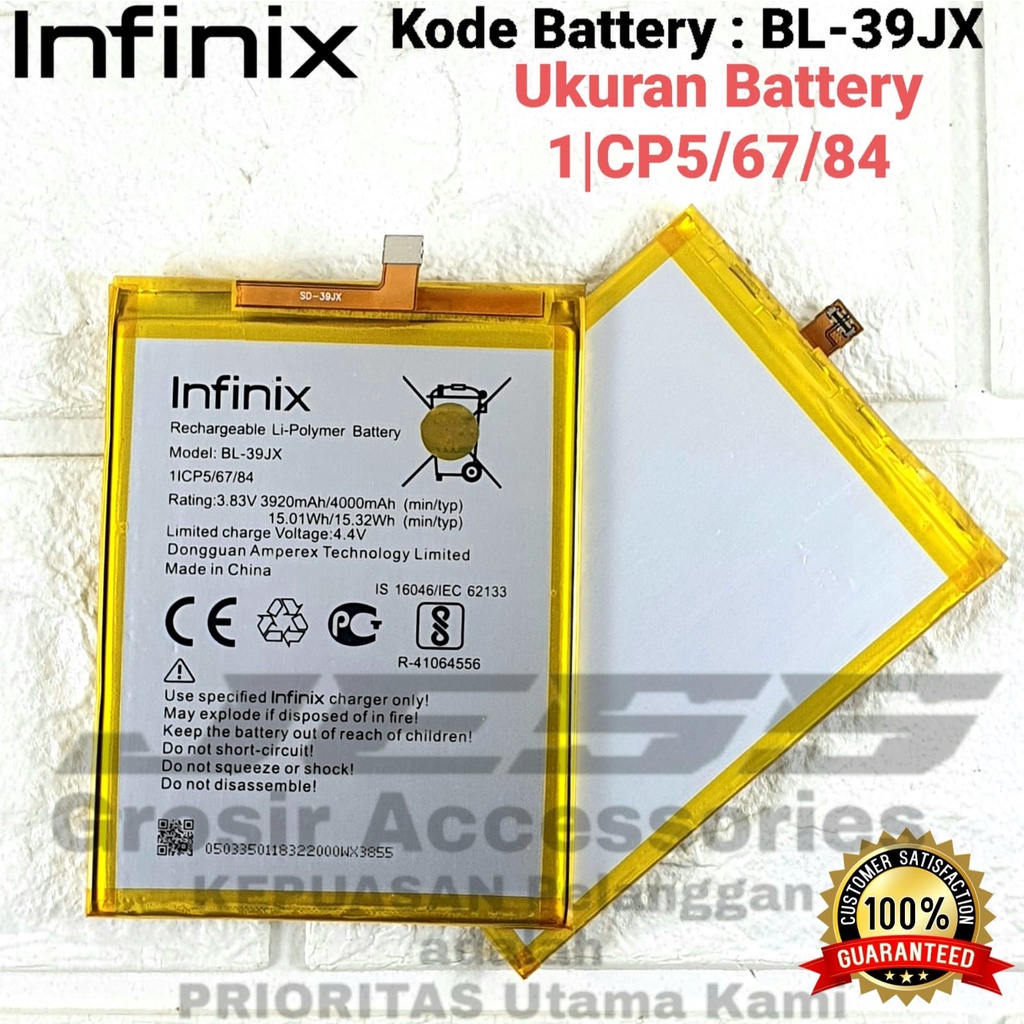 Baterai Original Infinix HOT S3X , X622 &amp; HOT 6X , X623 Kode Battery BL-39JX , BL39JX