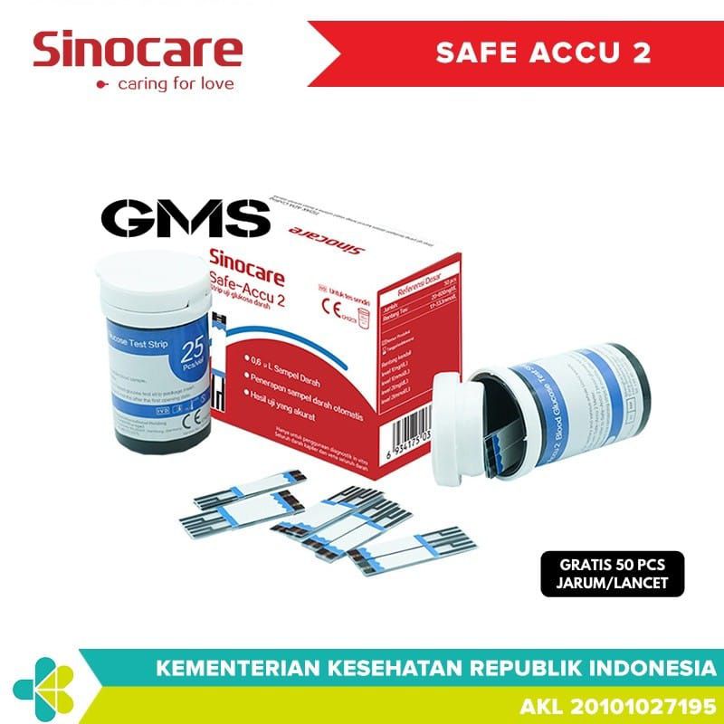 Strip Gula Darah Sinocare Safe Accu 2  isi 50 Strip