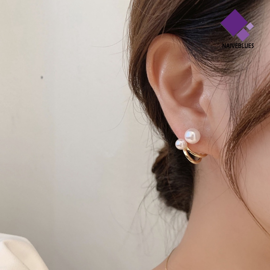 1 Pasang Anting Stud Hias Mutiara Imitasi Untuk Wanita