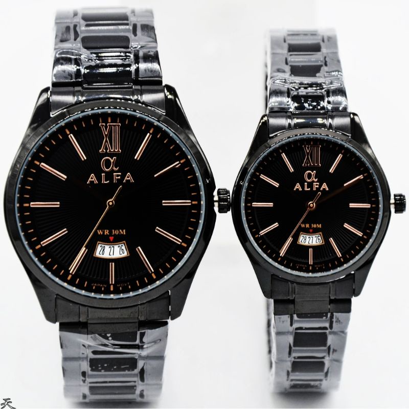 Alfa 88159 Jam Tangan Formal Couple Murah Anti Air - Quartz - Original - All Stainless