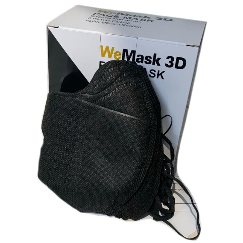 Masker Duckbill Import 3ply Earloop Disposable facemask isi 50pcs-DB FM HIJAB BLACK