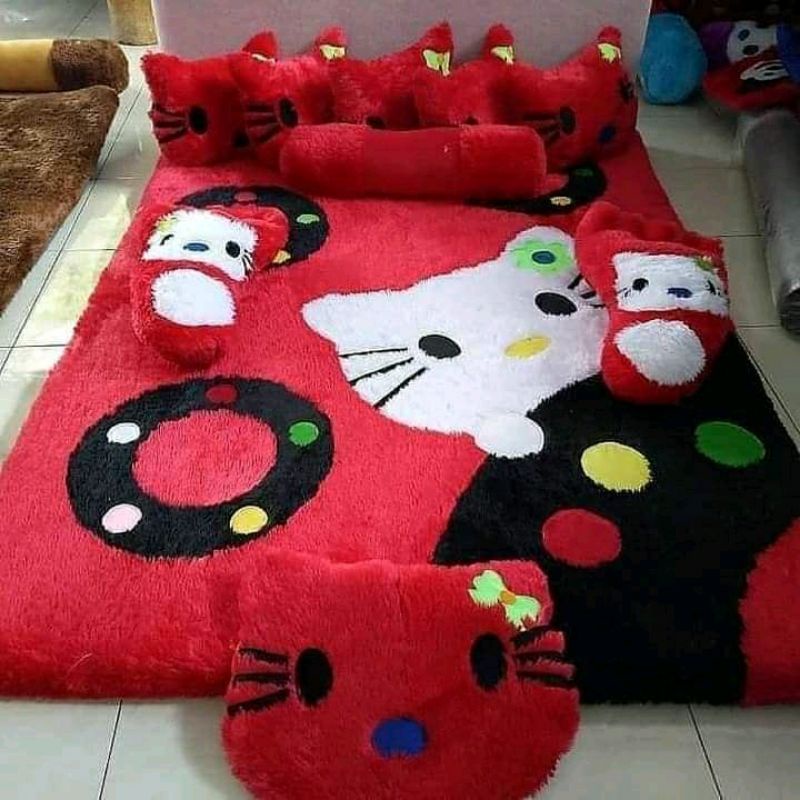 PROMO HARGA PABRIK KARPET BULU RASFUR BONUS 6 BANTAL/SURPET FULSET/KASUR KARPET KARAKTER/KASUR LANTA