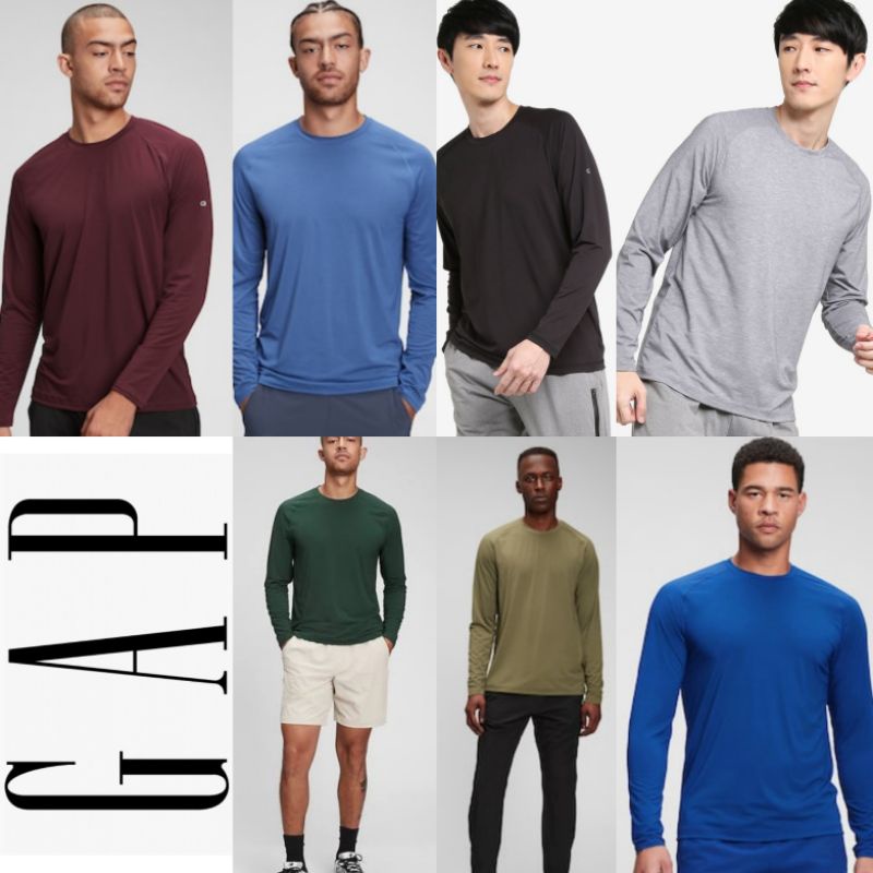 kaos lengan panjang pria branded original GAP fit active long sleeve mens sport big size