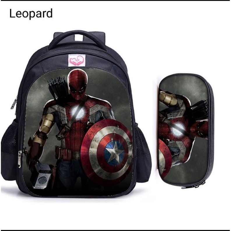 WAISTBAGS{{bisa COD}}tas ransel anak sekolah PAUD SD Avengers printing+dompetnya