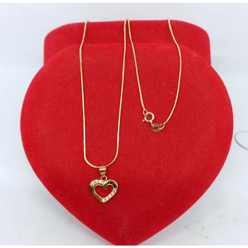 kalung kasandra bulat + liontin love mp/ kalung perak asli silver 925 lapis emas/ kalung fashion