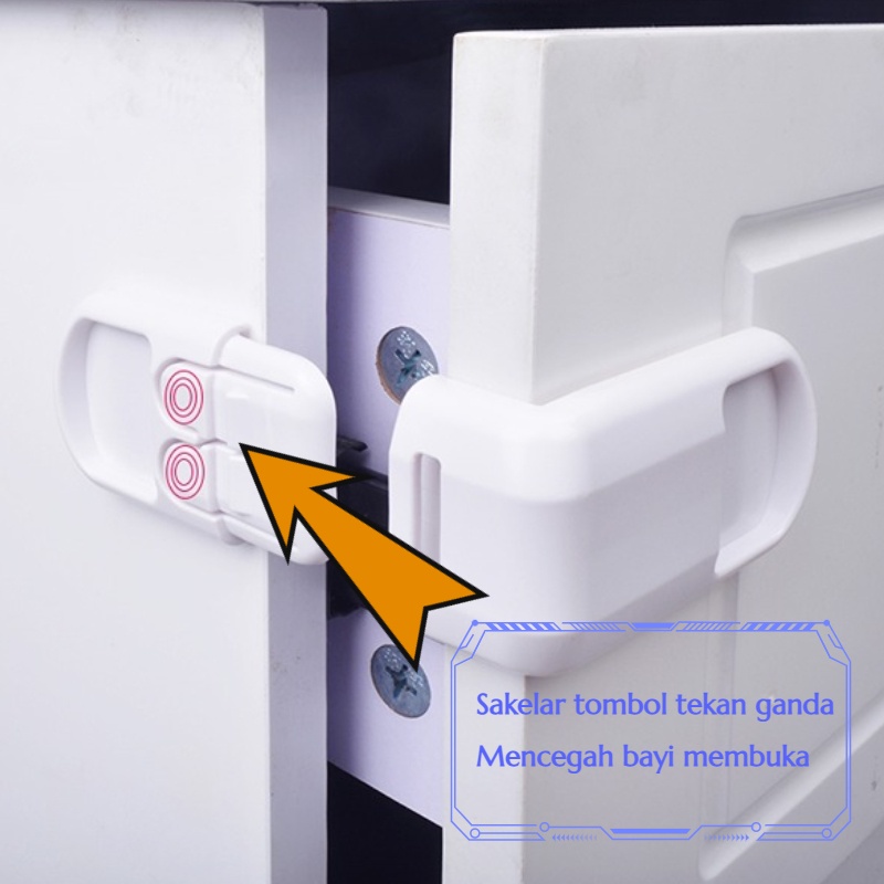 Yamata Kunci Laci / Lock Drawer Pengaman Laci Lemari Meja Bayi Baby Safety / Kunci Pengaman Pintu / Kunci Plastik / Kunci Pengaman