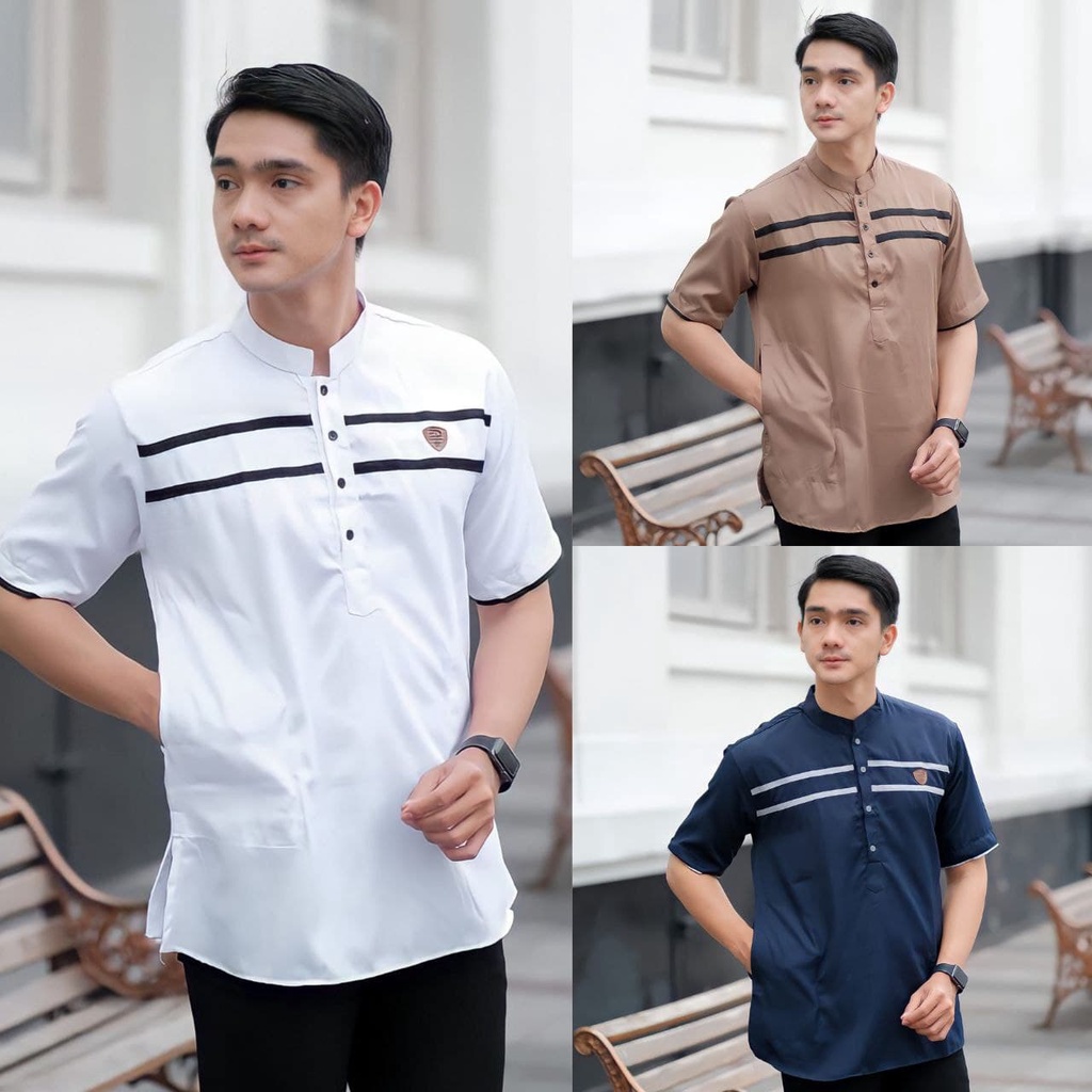 Baju Koko Kurta Lengan Pendek Baju Koko Fashion Muslim Pria Dewasa Terbaru Bahan Toyobo