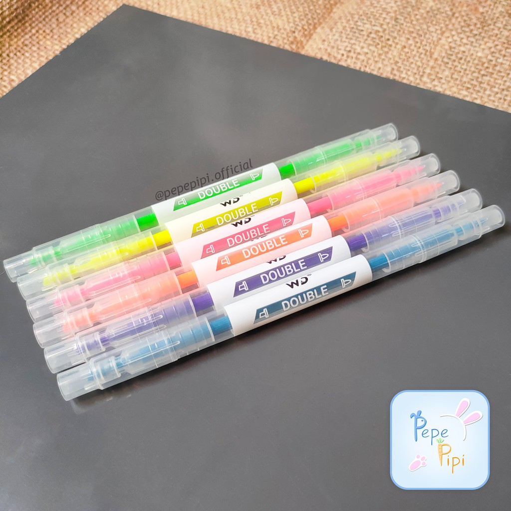 

Highlighter Dual Tip WD-1212 Dua Model Ujung 1 Set Isi 6 pcs Textlighter Spidol Penanda Bacaan