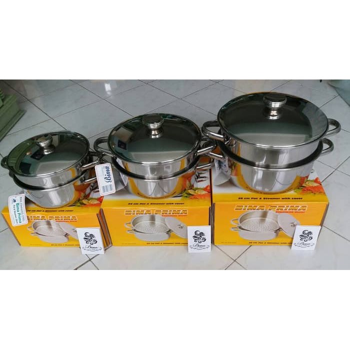 Promo Bima 20 Cm Pot & Steamer With Cover (Panci Dan Kukusan 20 Cm Bima)