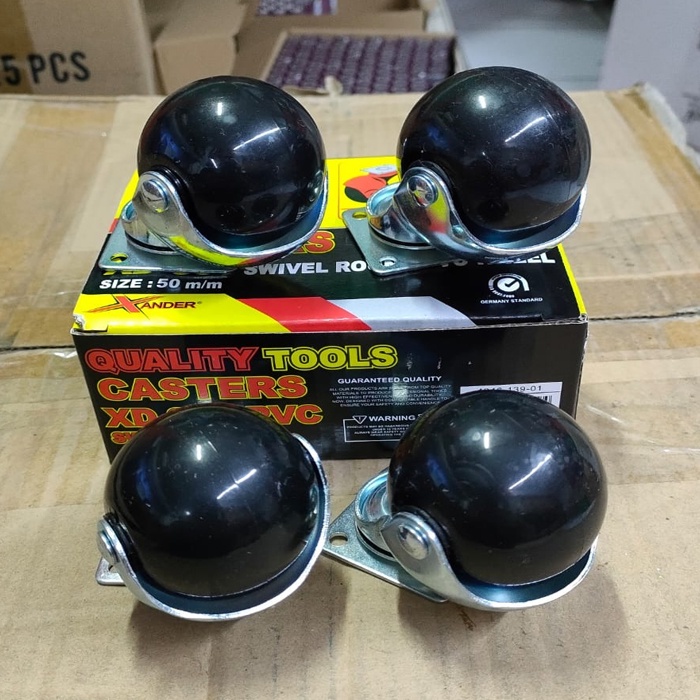 Roda Bulat 2 inch 4pcs 50mm - Xander Roda Etalase Troli Gerobak (Hidup)