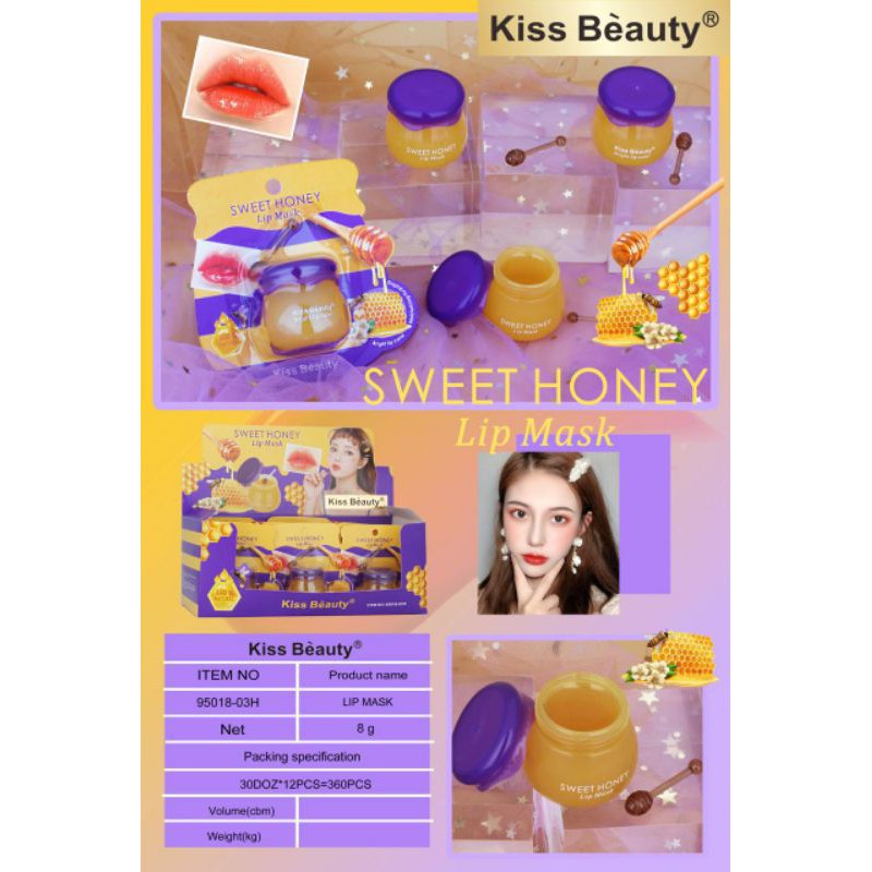 PROMO!!!LIP MASK HONEY SWEET - STRAWBERRY+SPATULA NO.95018/LIP SCRUB ALOEVERA NO.95016