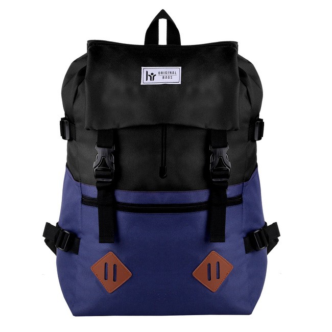 Tas Ransel Cowok / Tas Kuliah / Tas Distro HR Bag [Black + Navy]