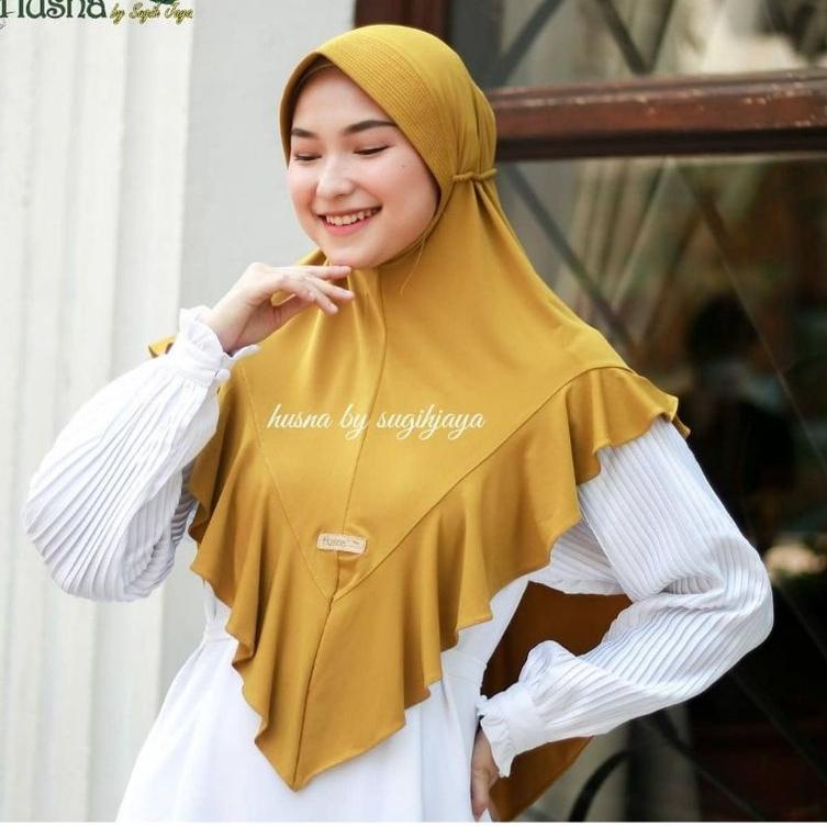 [HUSNA] Bergo Pet Ropel Zoya Kerudung Husna Tali Kepang  Hijab Bergo Mariam - Hijab Bergo Jersey - J