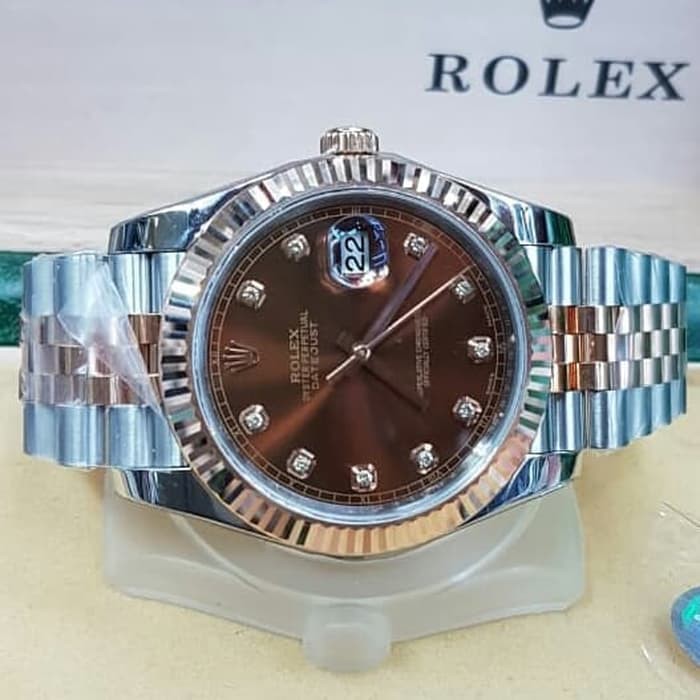 Jam Kw Super Rolex Datejust 41Mm Brown Dial Lapis Emas Best Clone