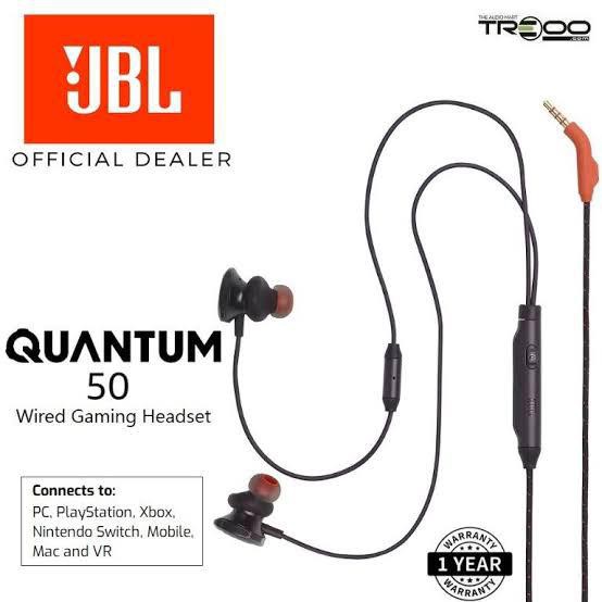 JBL Quantum 50 Earphone Gaming Wired in Ear - Garansi Resmi IMS 1 Tahun