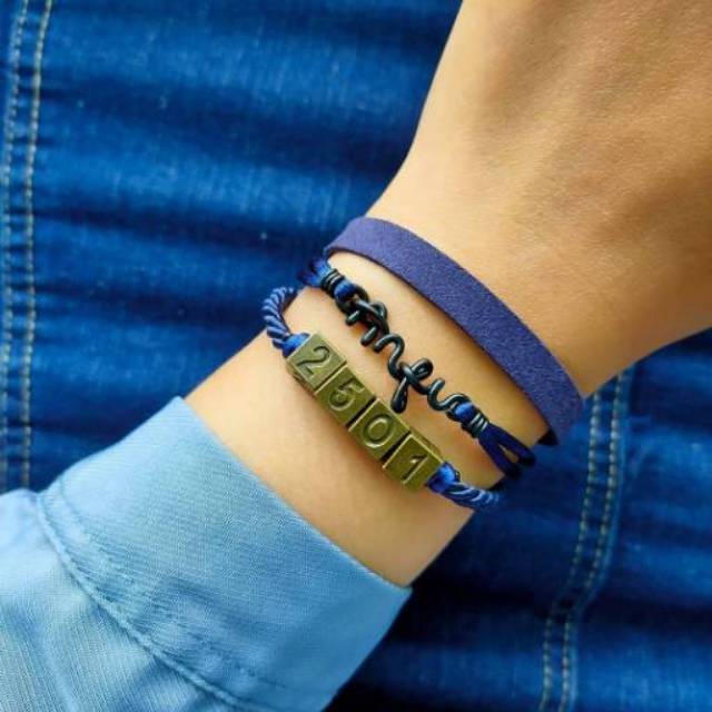 Gelang Nama 3 Tali Balok Emas Bakar