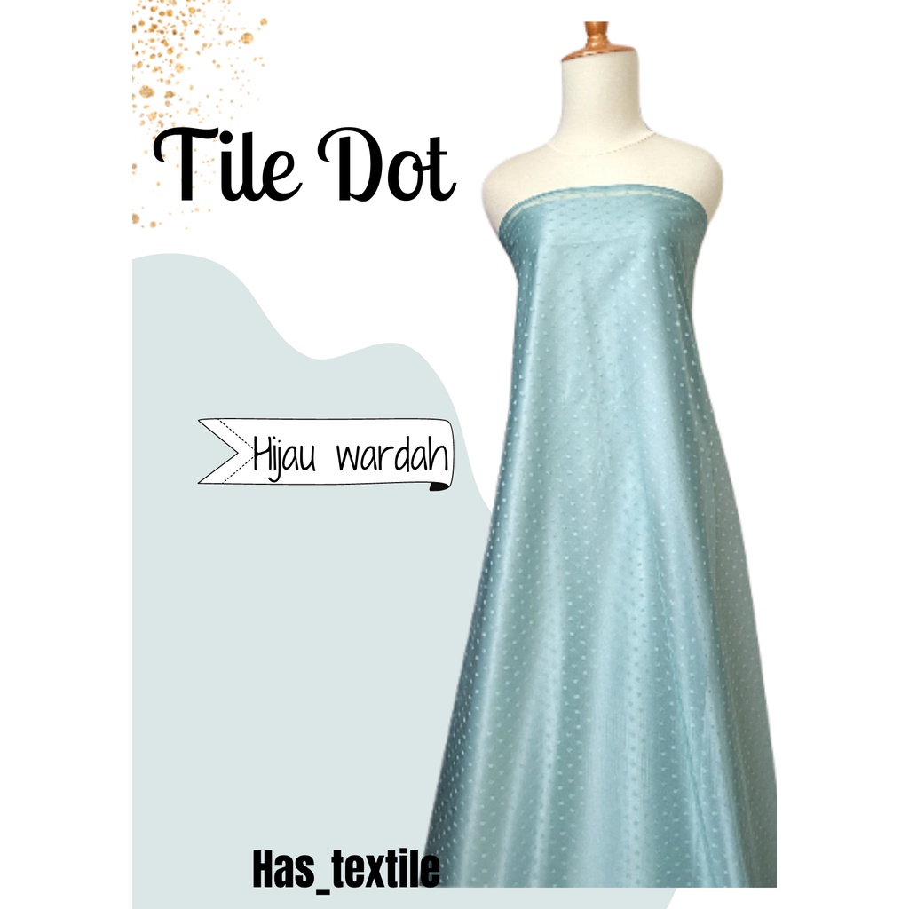 Kain Tile Tulle Dot /Dotty/Polkadot Warna Hijau Wardah Tosca  Bahan Kebaya