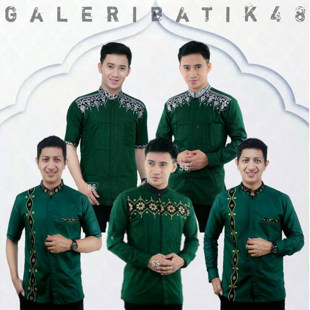 Dijamin Miring harga.. [BAYAR DITEMPAT] BAJU KOKO HADROH GUS AZMI / SONGKET / KOKO WARNA PUTIH HIJAU