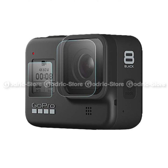 Kamera-Aksesoris- Tempered Glass 3In1 Gopro Hero 8 Black Screen Protector Anti Gores 9H -Aksesoris-