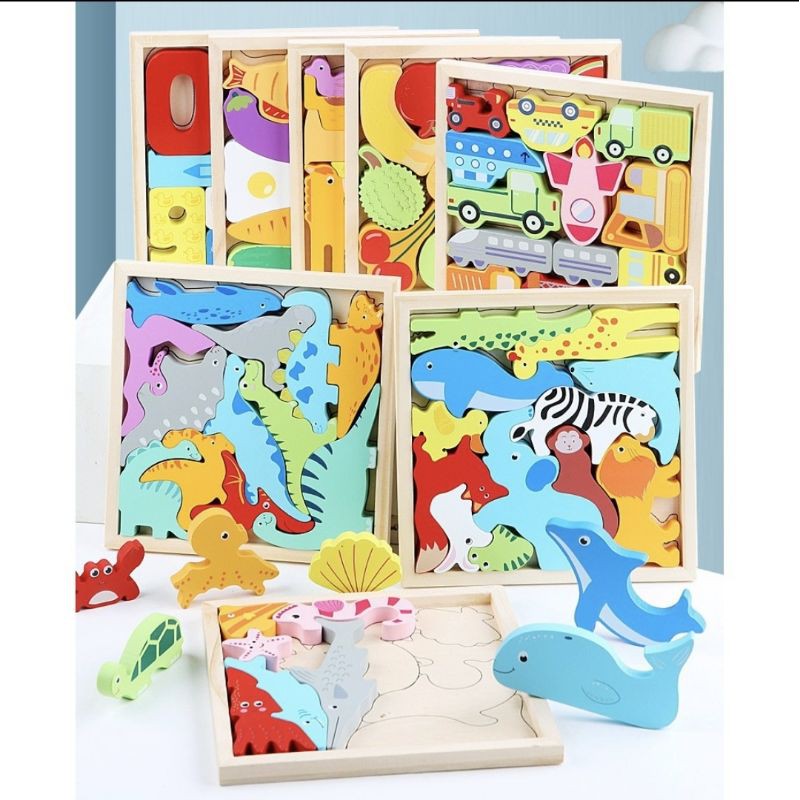 Puzzle 3D mainan edukasi untuk anak usia 1thn+