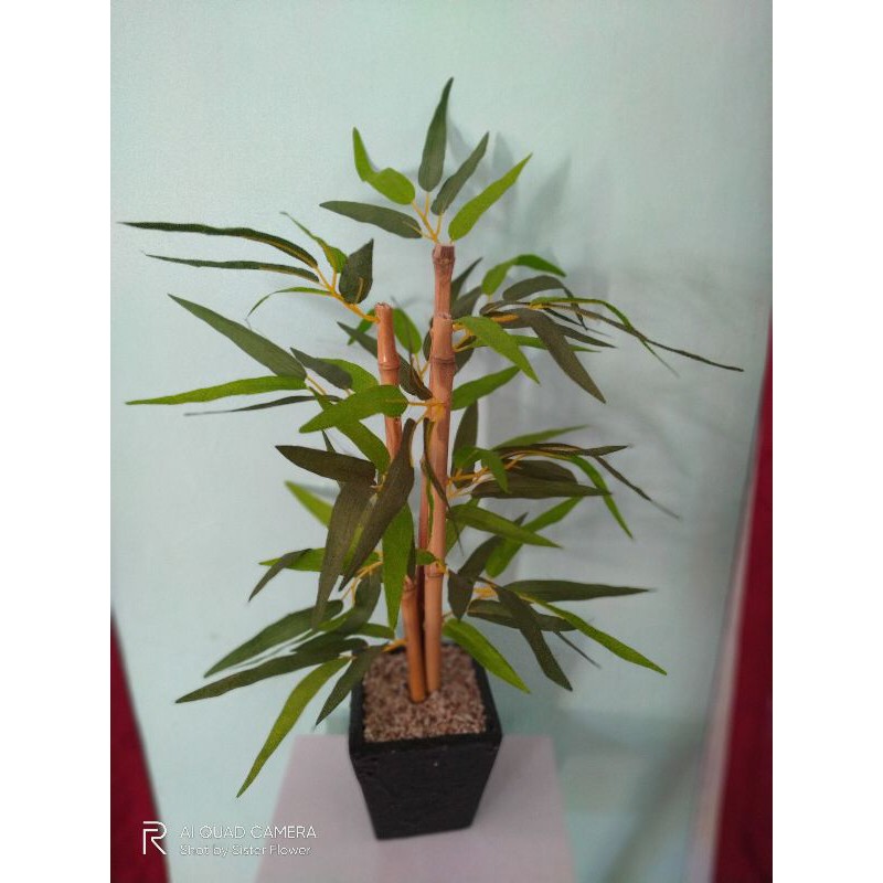 Pohon bambu artifisial pot kayu tinggi 40cm