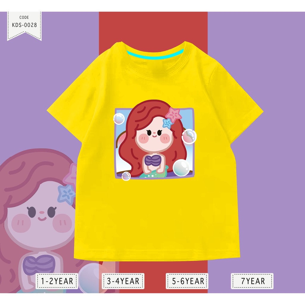 Baju Anak-Anak / Kaos Distro DTF Anak Perempuan Ariel / Unisex / Motif Princess / TERMURAH