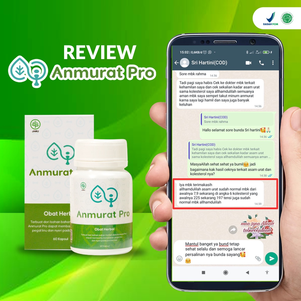 Anmurat Pro Obat Asam Urat dan Kolesterol Nyeri Sendi Pegal Linu Rematik Kaki Kebas Baal Herbal Paling Ampuh Ori Bpom