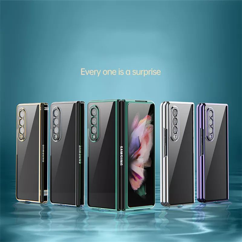Original Soft Hard Case Samsung Galaxy Z Fold 3 Fold3 5G Presisi Luxury Plating Chrome Clear Cover T