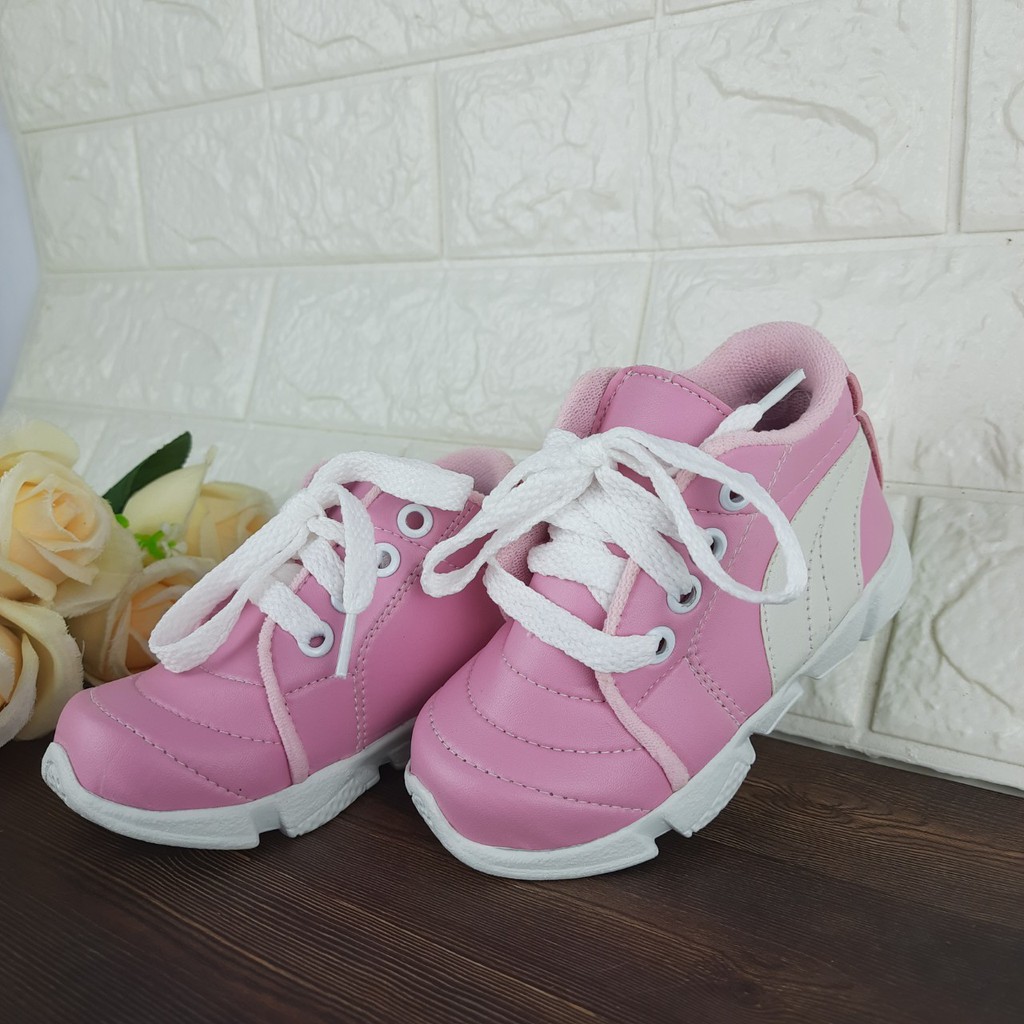 [TAMAN SEPATUKU] SEPATU TRENDY MURAH SNEAKER PINK TALI ANAK PEREMPUAN USIA 1 2 3 4 5 6 TAHUN FAX07