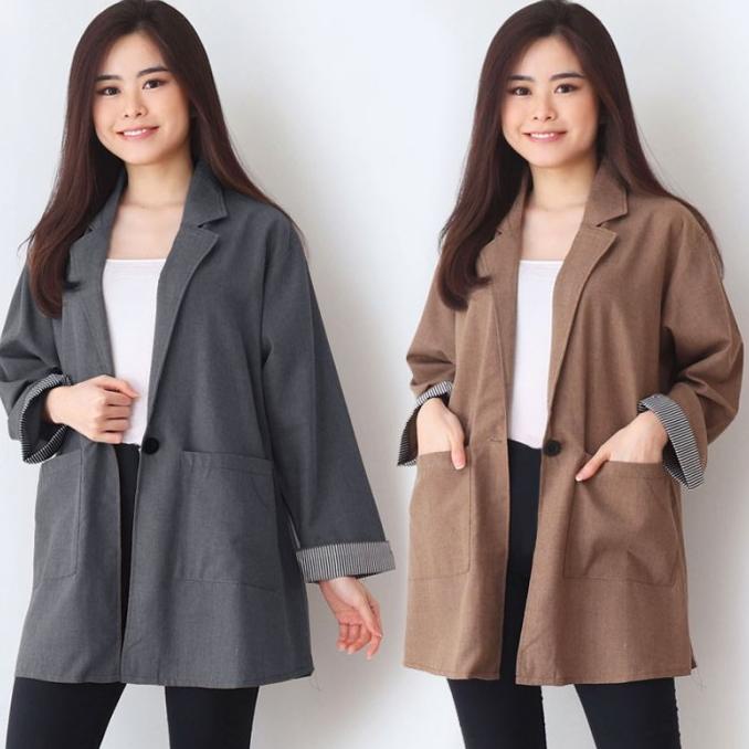Blazer Jumbo Wanita Formal Jumbo Korea Lengan Panjang
