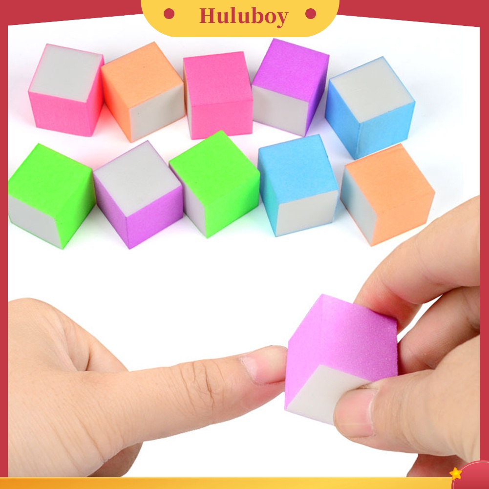 Huluboy Huluboy♡ 10pcs Spons Amplas Kuku Bentuk Kotak Untuk Manicure