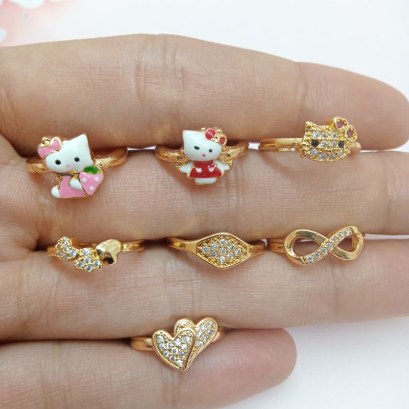 cincin anak permata perhiasan imitasi lapis emas