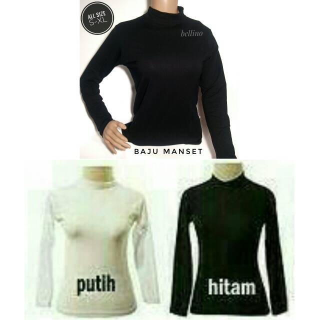 Baju Manset Spandek / Kaos Oblong Tangan Panjang Berkualitas Baju Manset Leher Tinggi All Size Fit XL