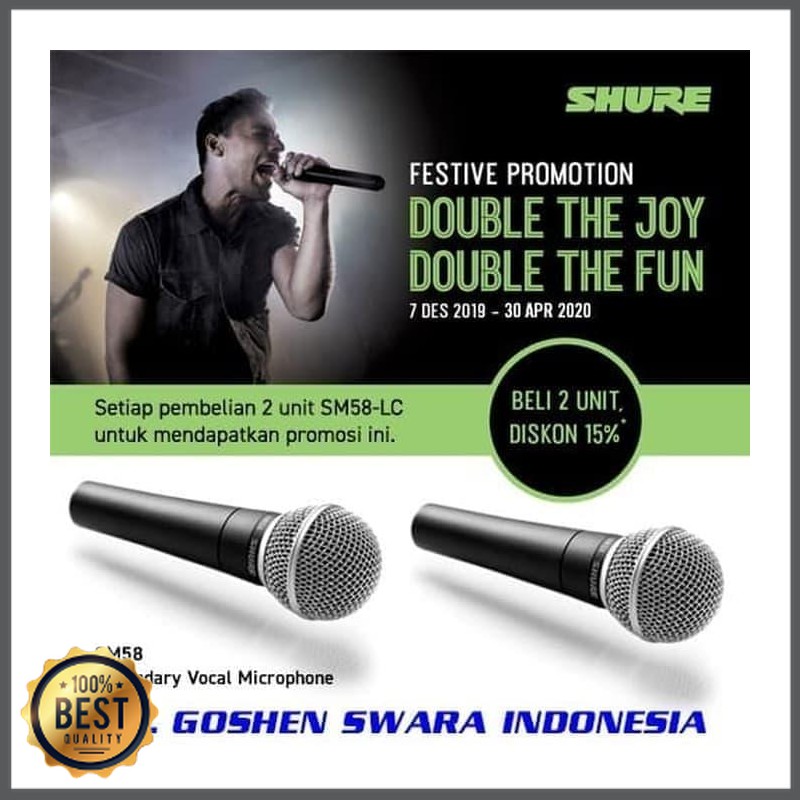 Mishad Shop -  Promo Shure SM58-LC ( 2 Unit ) - Shure Mic - SM58 NON Kabel GU-5117-1738