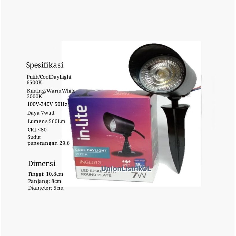 SpotLight Lampu taman Lampu sorot Model Tancap 7 watt Inlite INGL011 bergaransi