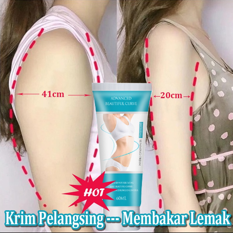 Krim pelangsing Slimming cream Badan slimming cream Membakar lemak 60ML krim pelangsing pelembab Lembut dan melembapkan Pelangsing perut paha tipis lengan tipis pinggul kurus krim pelangsing tubuh