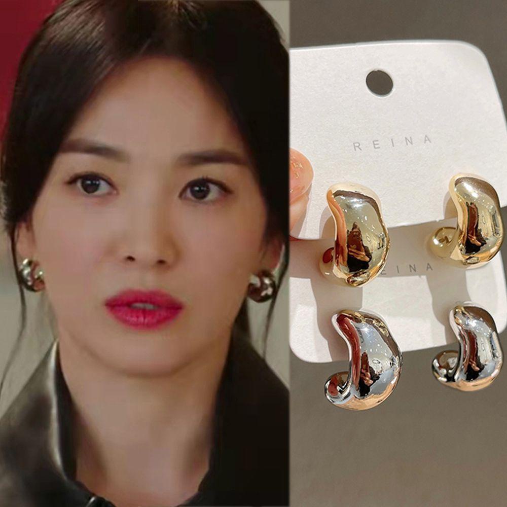 NEEDWAY Wanita Anting Minoritas Retro Pesta Bintang Gaya Yang Sama Temperamen Baroque Tidak Teratur Stud Earrings